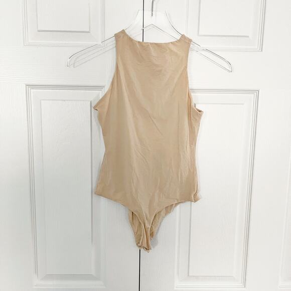 Skims Fits Everybody High Neck Bodysuit in Sand - Picture 6 of 7